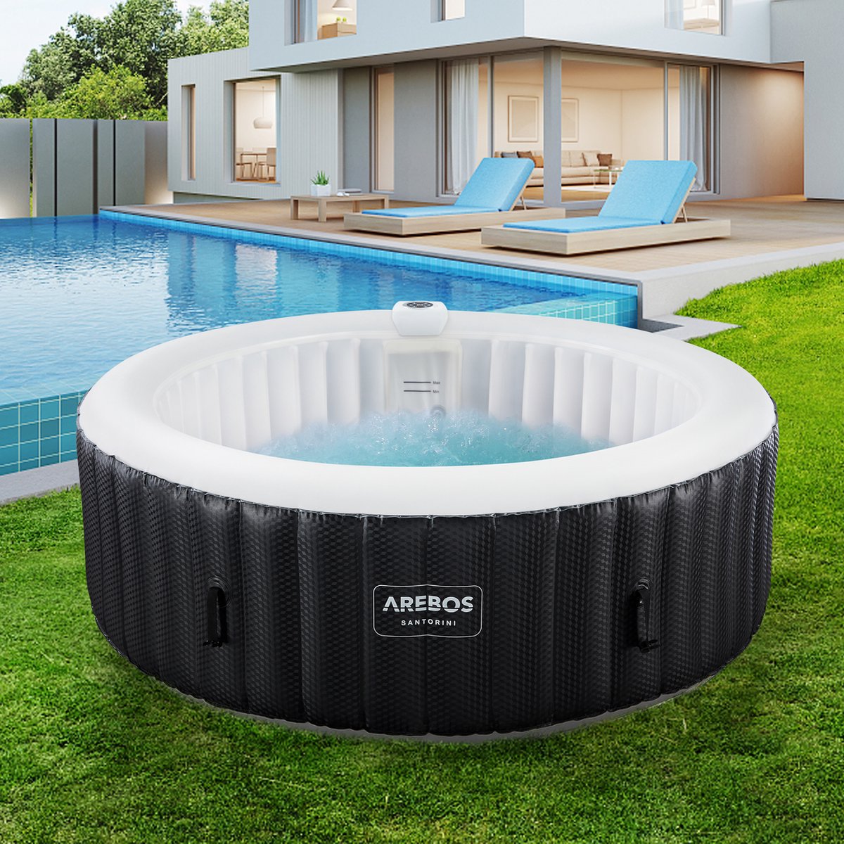 AREBOS Bubbelbad Voor 6 personen - Hottub Ø 208 cm - met Accessoires - met LED