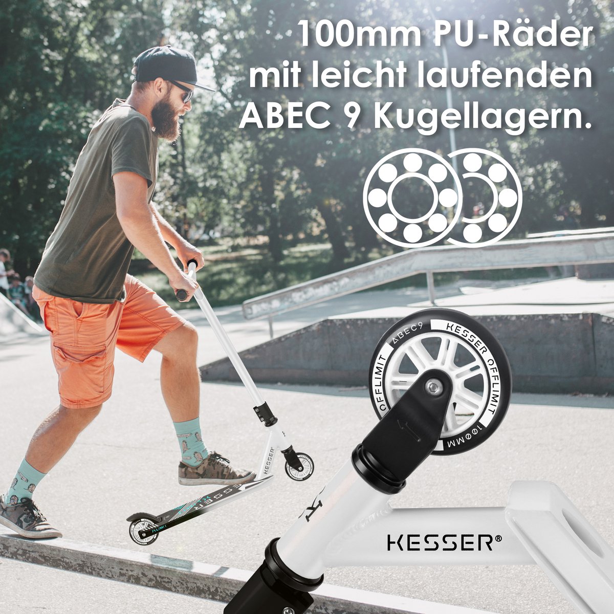 Kinderstep - Stuntstep - Vouwbaar - Wit - KESSER® •