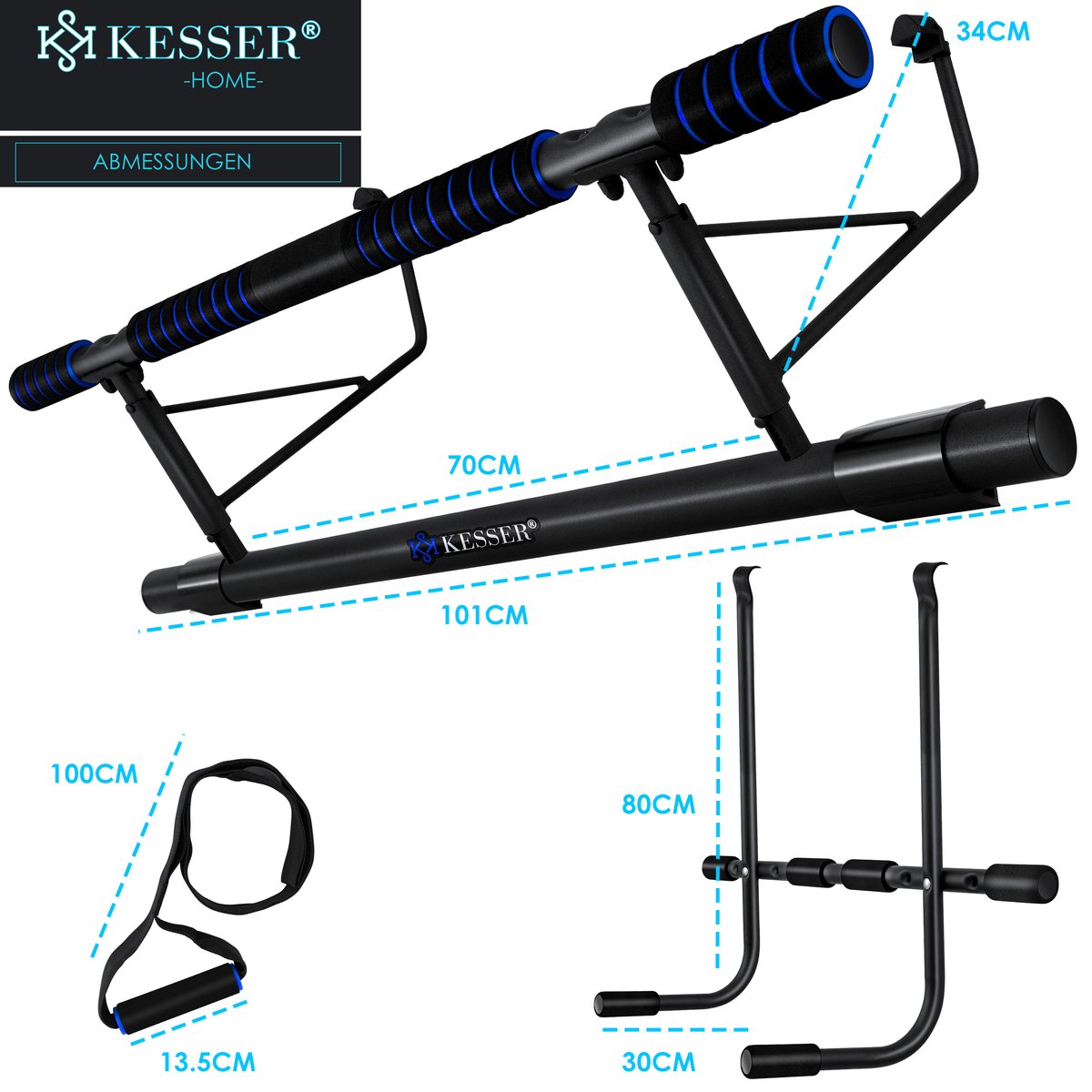 KESSER® Pull up bar - Optrekstang - Zonder schroeven - Blauw