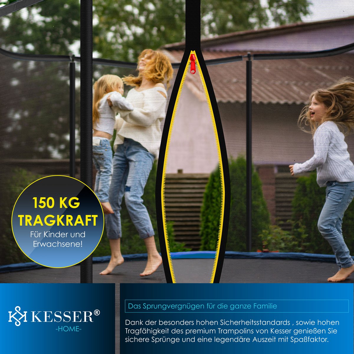KESSER® Trampoline 366 cm - Veiligheidsnet en Ladder - tot 150 kg belasting - Blauw