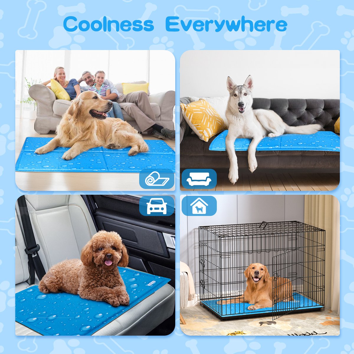 Nobleza Koelmat voor honden en katten - 70x110cm - Blauw