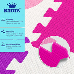KIDIZ® 86-Delige Puzzelmat Speeltapijt Schuimmat Kindertapijt, Puzzel Cijfers en Letters Beschermende Mat - Roze