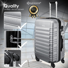 KESSER® Reiskofferset - 3-delig - ABS- Kofferset - Zilver