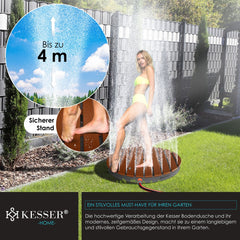KESSER® Tuindouche met geïntegreerd voetpedaal - Buitendouche Saunadouche Camping Douche Houtlook ⌀70 Rond - Donkerbruin