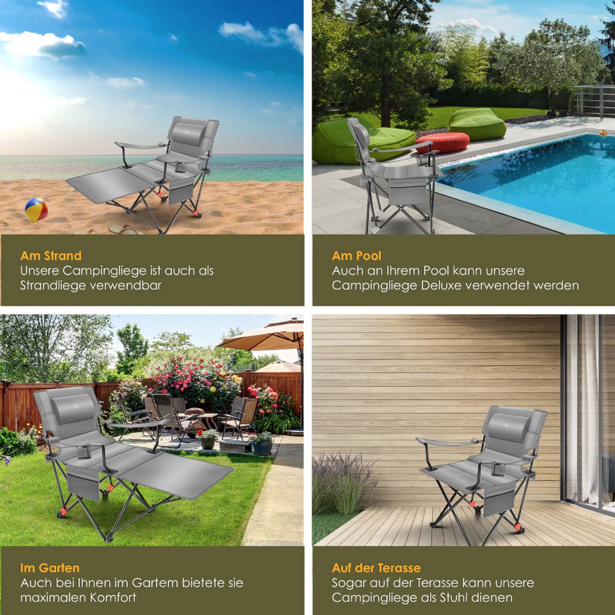 Campingstoel - Visstoel - Vouwstoel - Grijs - KESSER®