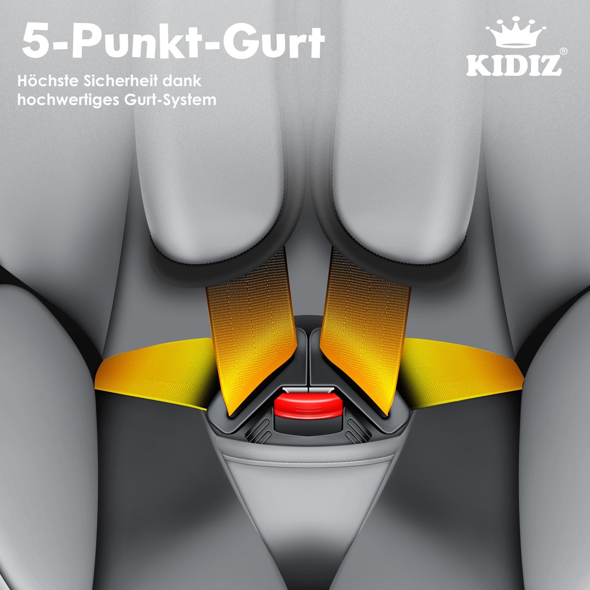KIDIZ® Autostoeltje - 5-punts veiligheidsgordel - Grijs