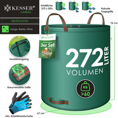 KESSER® Tuinafvalzak - Sterke Tuinzak - Bladzak - 3x272L - Groen
