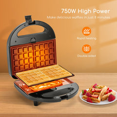 Tosti apparaat - Tosti ijzer - Contactgrill - Wafelijzer - 750W - Zwart - Aigostar