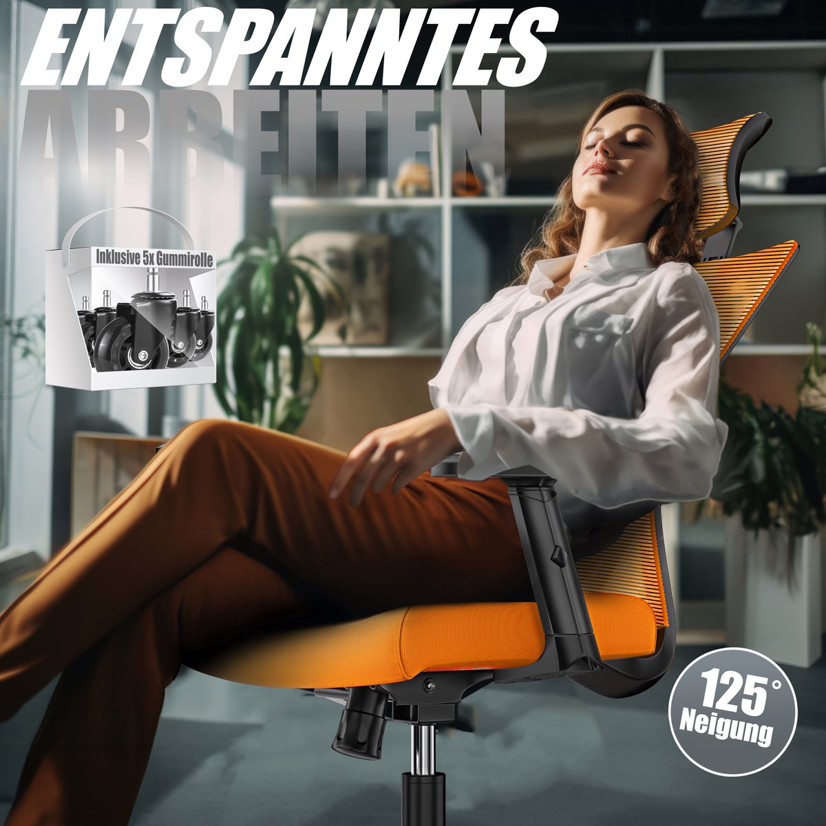KESSER® Ergonomische Bureaustoel - Gamestoel - Office Chair - Oranje