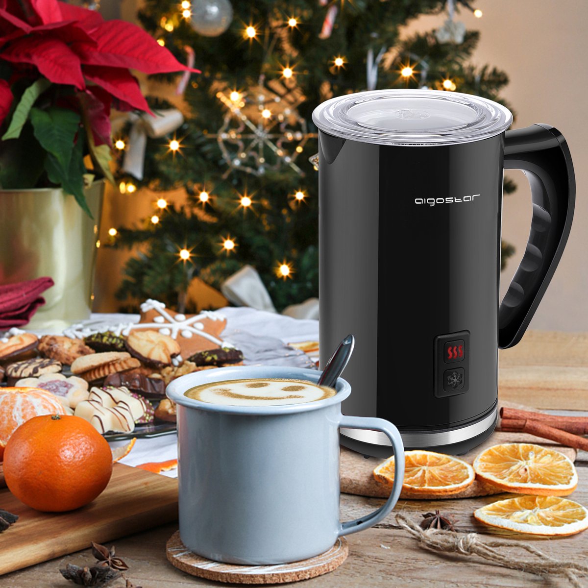 Aigostar Elektrische Melkopschuimer - 3-in-1 - 500W - Zwart •
