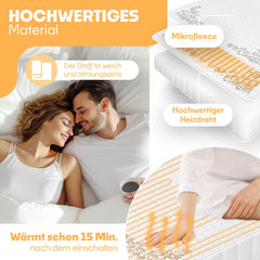 KESSER® Elektrische Onderdeken Warmtedeken met automatisch uitschakelende afstandsbediening | warmte deken met 3 temperatuurstanden | voor matrasverwarming | van zacht fleece - Wit met motief (160 cm x 140 cm)