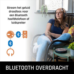 Lenco CD-300BK Discman - Draagbare Bluetooth CD en MP3 Speler - Anti-Shock Bescherming en oplaadbare Batterij - Zwart