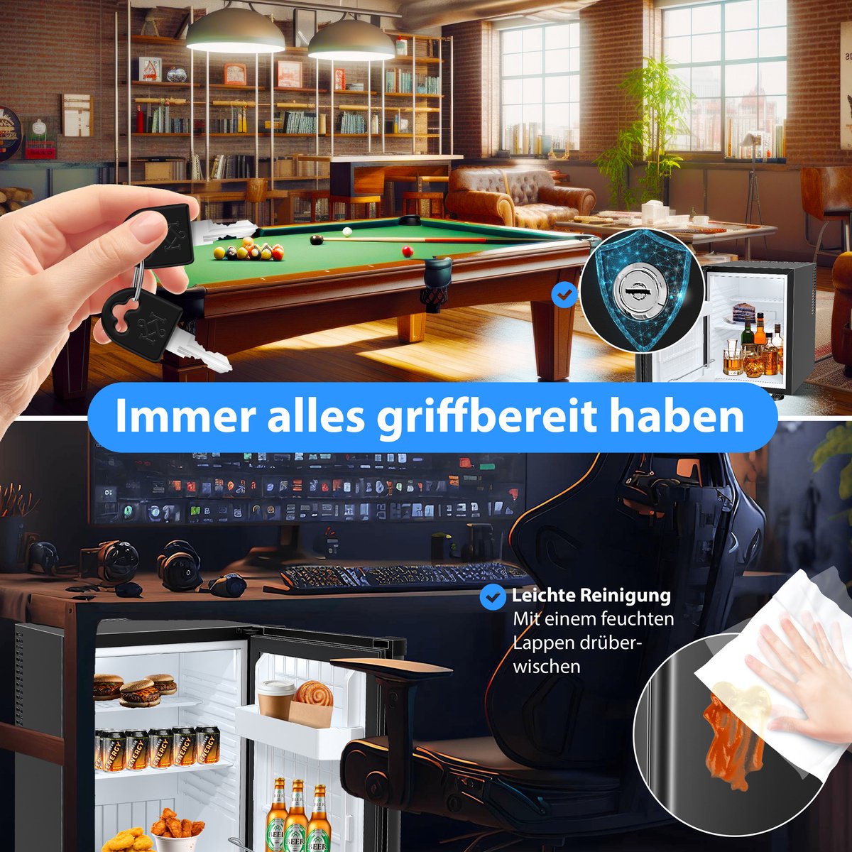 KESSER® Koelkast Tafelmodel - 40L - Mini Koelkast - Zwart