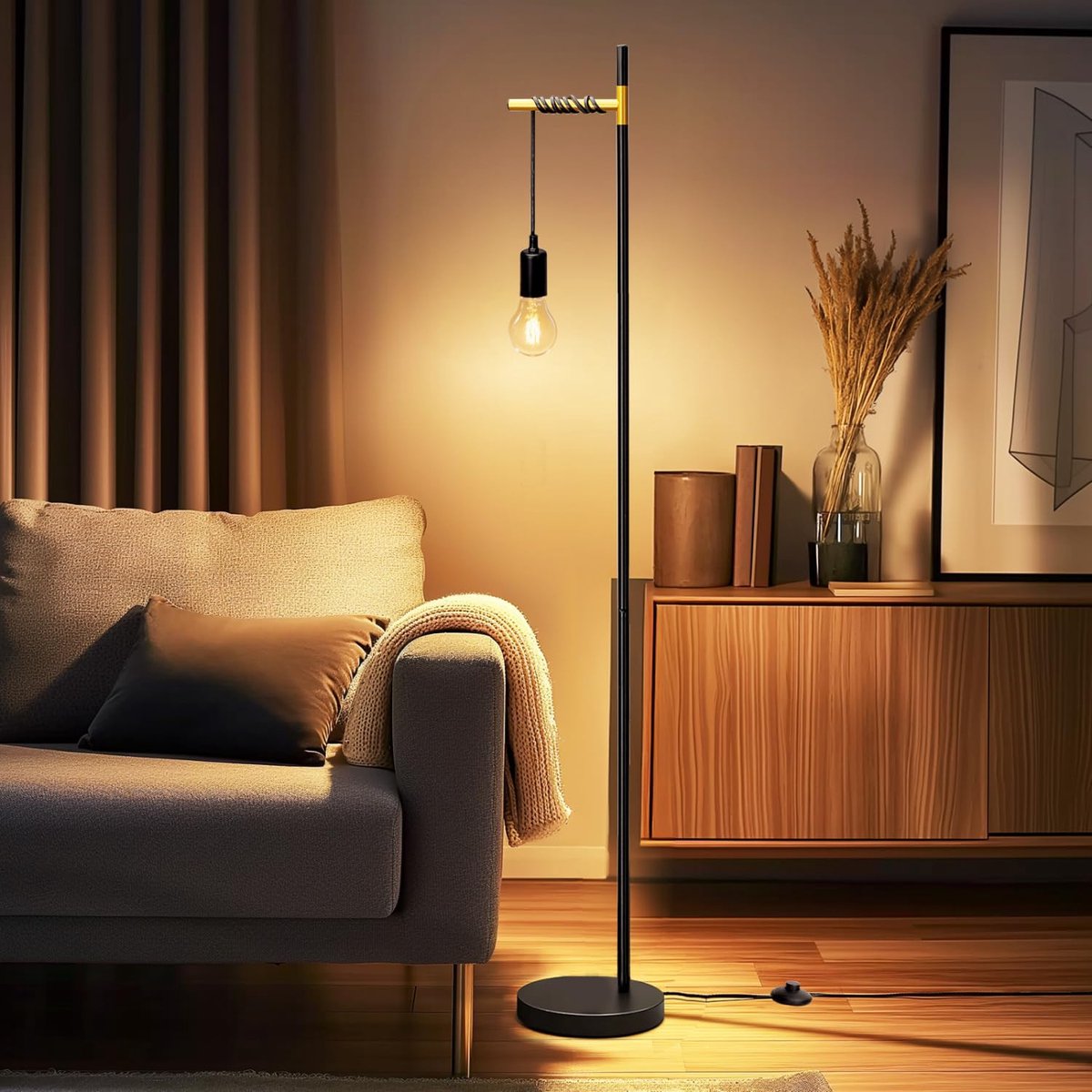 Aigostar Staande lamp - Industriële Vloerlamp - Zwart
