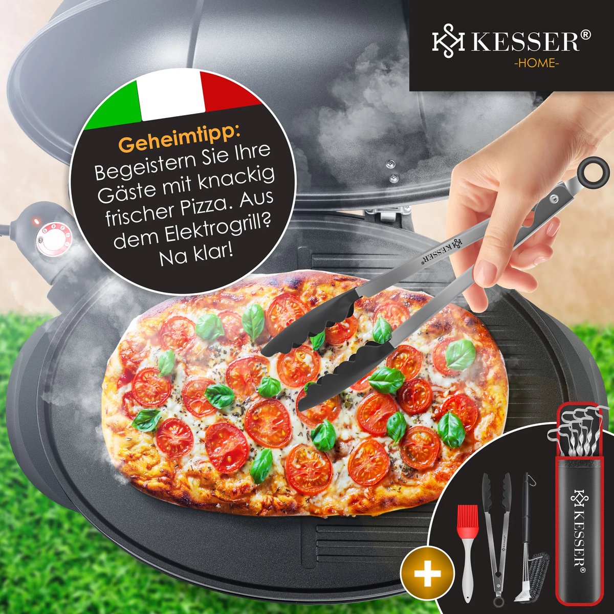 KESSER® Elektrische grill 2in1 tafelgrill - 2400 Watt - Zwart