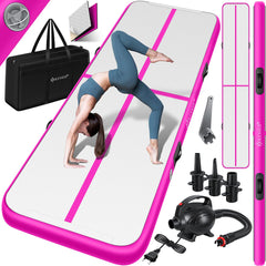 KESSER® Gymnastiekmat Opblaasbare Airtrack Fitnessmat|Yogamat,Tumblingmatten,Trainingsmat,Sportmat |Sporten & Spelen|Buiten & Binnen|incl. Draagtas & Electr. Luchtpomp - Roze / 6M
