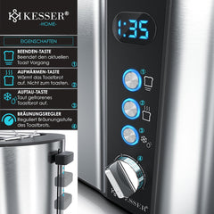 Broodrooster - Toaster - 4 sleuven - 1250W - Zilver