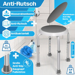 KESSER® Douchekruk - Douchestoel - Verstelbaar - Antislip - Grijs