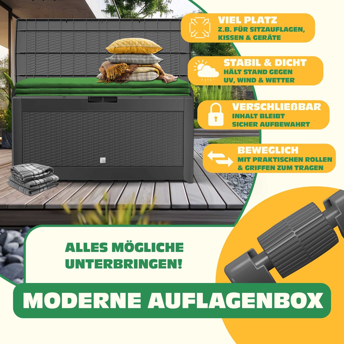 KESSER® Opbergbox 310L - Inklapbaare - Tuinkist - Antraciet •