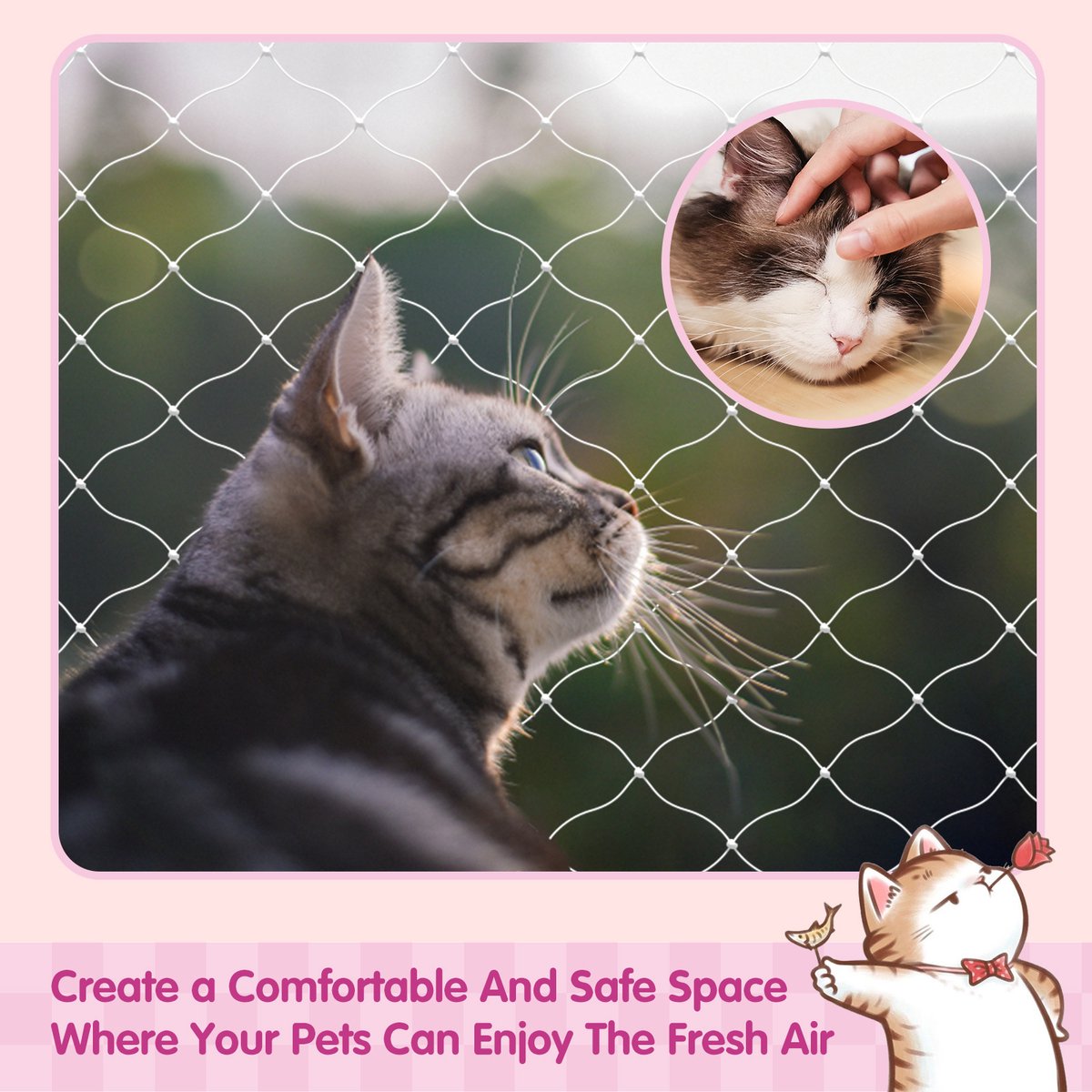 Nobleza Kattennet - Voor Balkon - Balkon net - 8x3 m - wit