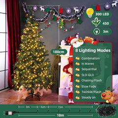 Kerstboom met verlichting - Kunstkerstboom - 180 cm - Met standaard - Aigostar