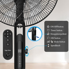 Taylow Swoden Statiefventilator - Ventilator Staand - Verstelbaar - 40W - Zwart