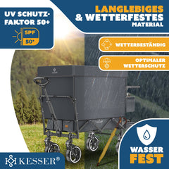 KESSER® Bolderkar GTS-9100 opvouwbaar met Dak tot 80 kg draagvermogen - Antraciet / Neongroen