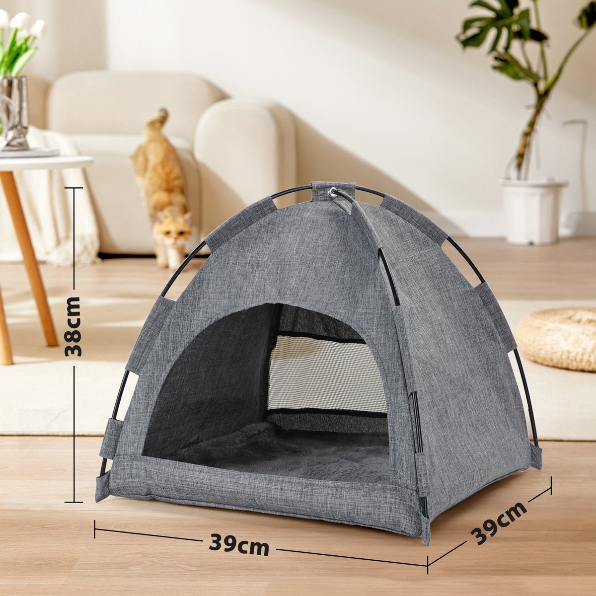 Kattenmand - Kattenhuis - Wigwam - Grijs - Nobleza