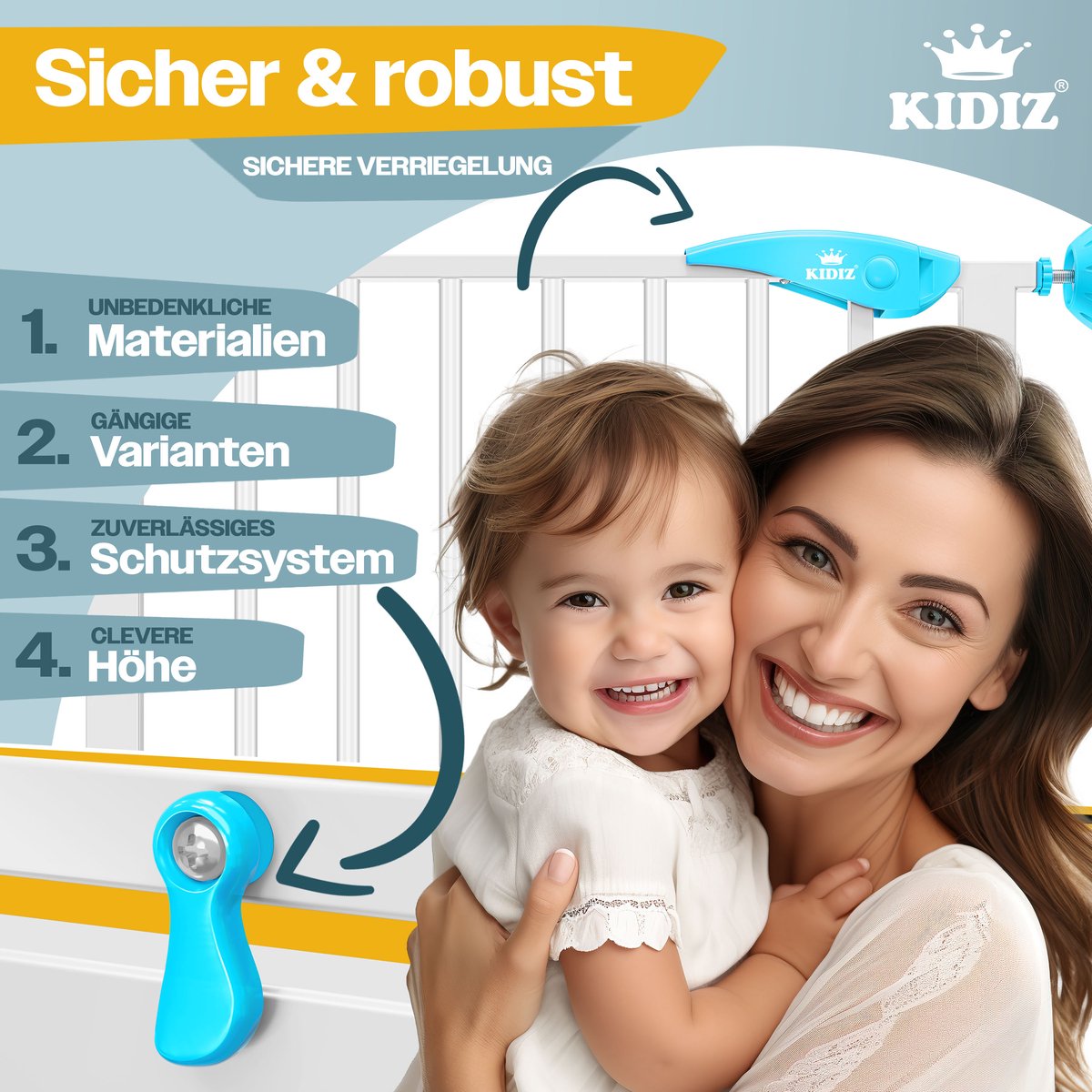 KIDIZ® Traphekje zonder boren - Veiligheidshekje - 74-87cm - Wit