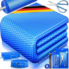 KESSER® Zwembad Afdekzeil Solar - verwarmend afdekzeil op maat te knippen geschikt voor Rechthoekige en ronde Zwembaden - Solarzeil inclusief met schaar, perforatietang & 12 oogjes voor bevestiging