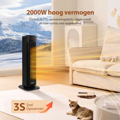 Elektrische Kachel - Keramische Ventilatorkachel - Heater - 2000W - Zwart - Aigostar