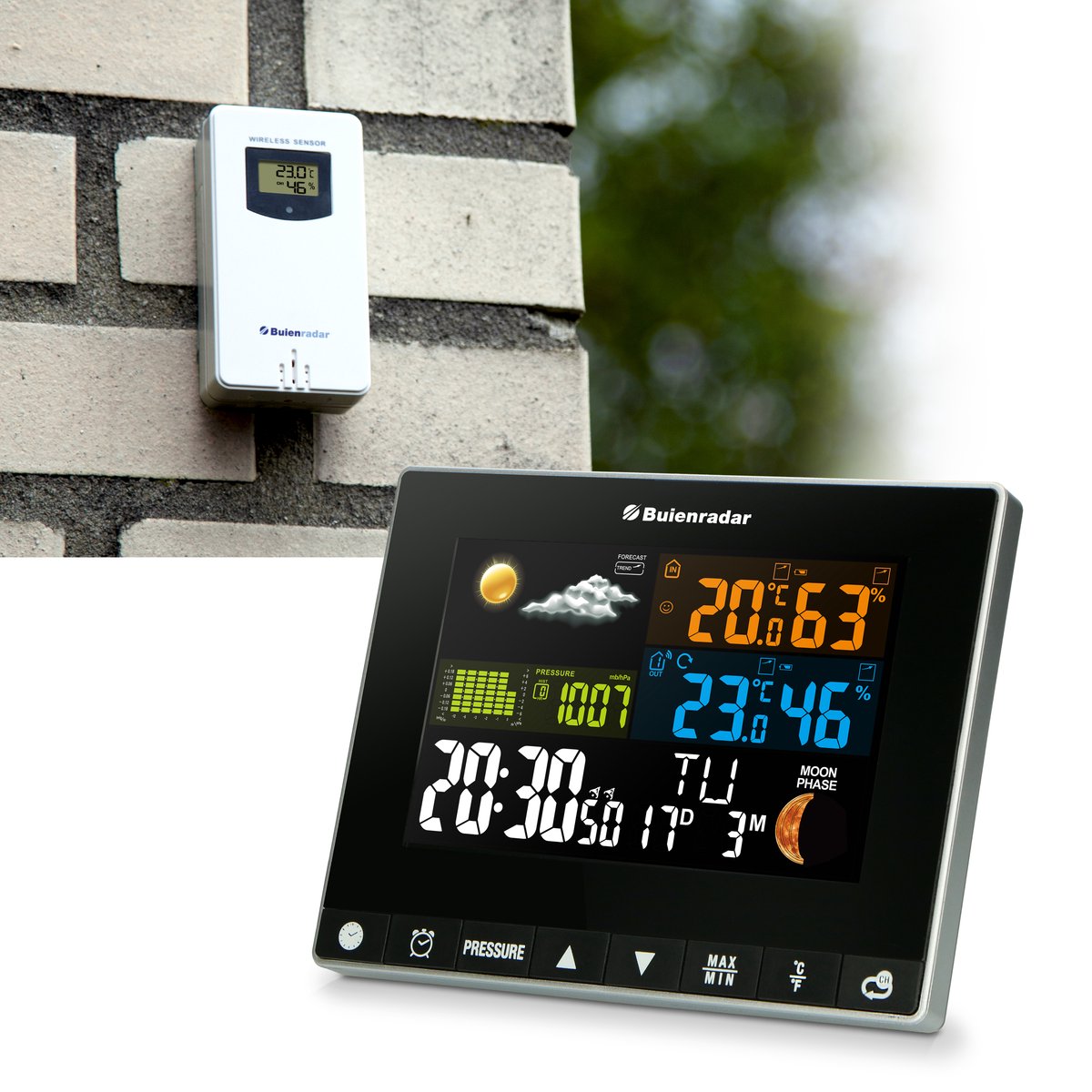 Weerstation - Binnen en buiten - Met buitensensor - Draadloos - Buienradar - BR700 •