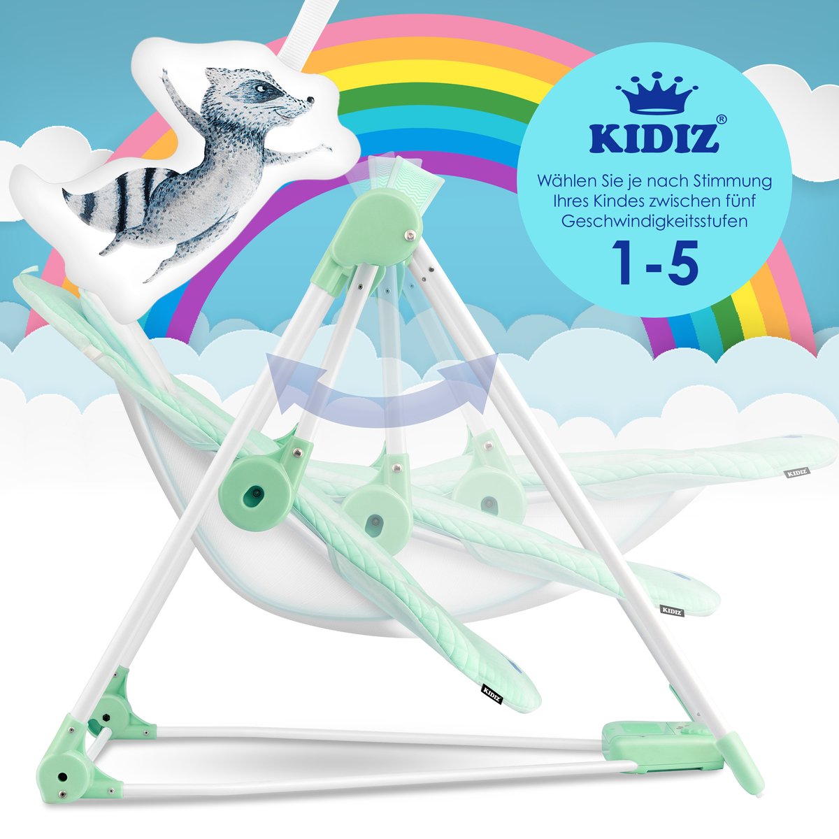 Wipstoel - Babyschommel - Baby Swing -  max 9kg - Groen - KIDIZ®