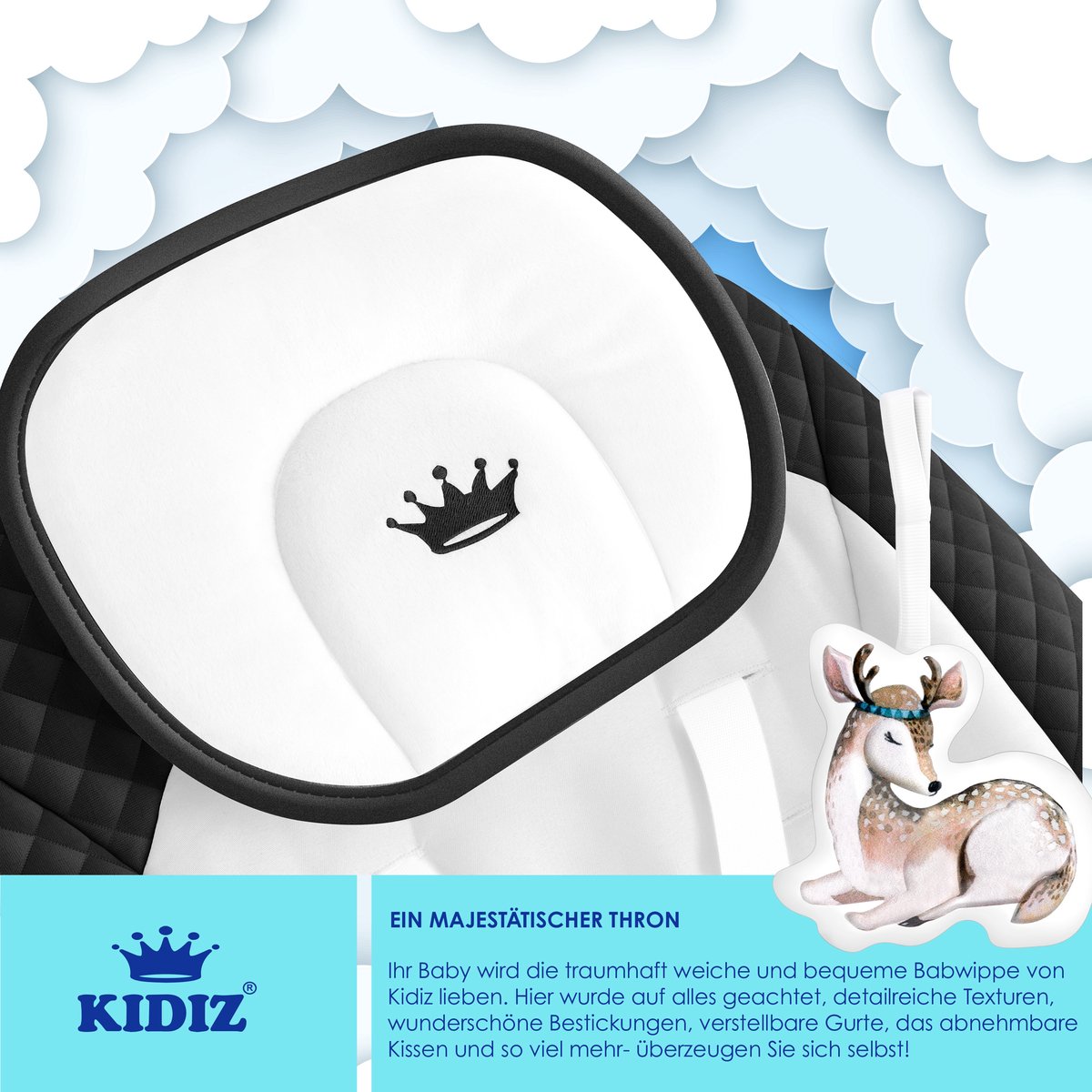 Wipstoel - Babyschommel - Baby Swing -  max 9kg - Zwart - KIDIZ®