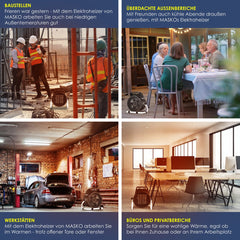 MASKO® Ventilatorkachel 3kW - Elektrische Kachel voor Binnen- en Buiten Bouwkachel Keramische Werkplaatskachel Electrische Verwarming 3000 Watt - Wit