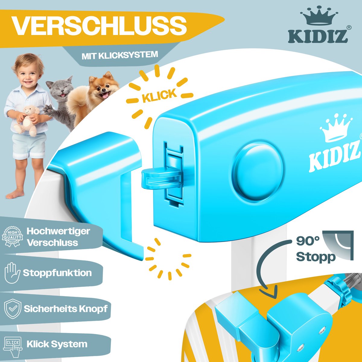 KIDIZ® Traphekje zonder boren - Veiligheidshekje - 74-87cm - Wit