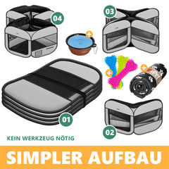 LOVPET® Puppyren voor Kleine Dieren Honden Katten - Opvouwbaar Hondenren inclusief kom en Haringen - Puppy Ren Pop-up Systeem Indoor & Outdoor Konijnenren - Lichtgrijs