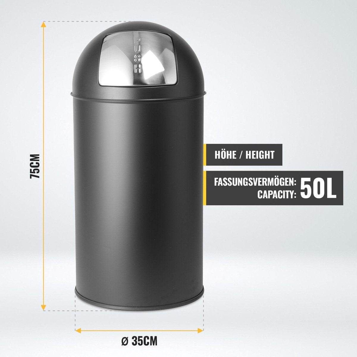 Jago Prullenbak - Afvalbak - Vuilnisbak - RVS - 50L - Zwart