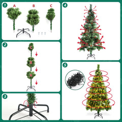 Kerstboom met verlichting - Kunstkerstboom - 180 cm - Met standaard - Aigostar