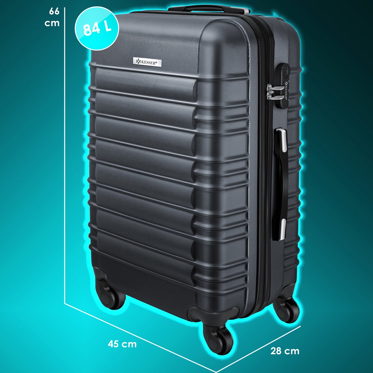 KESSER® Reiskoffer - 84L - ABS - Antraciet