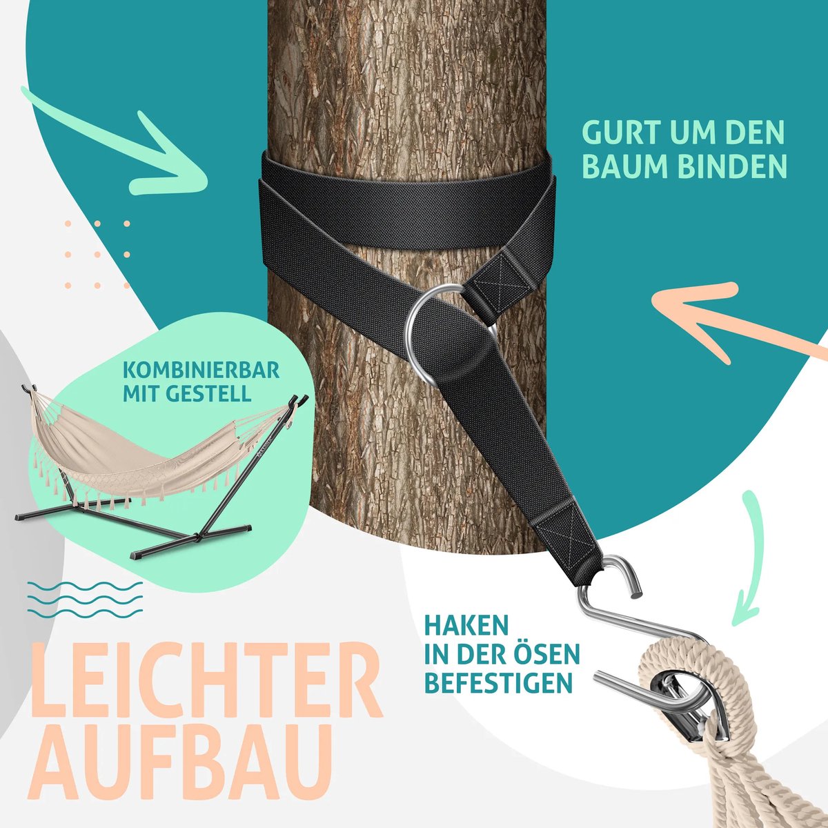 Kesser® Hangmat - Belastbaar tot 300kg - 320x150cm - Beige •