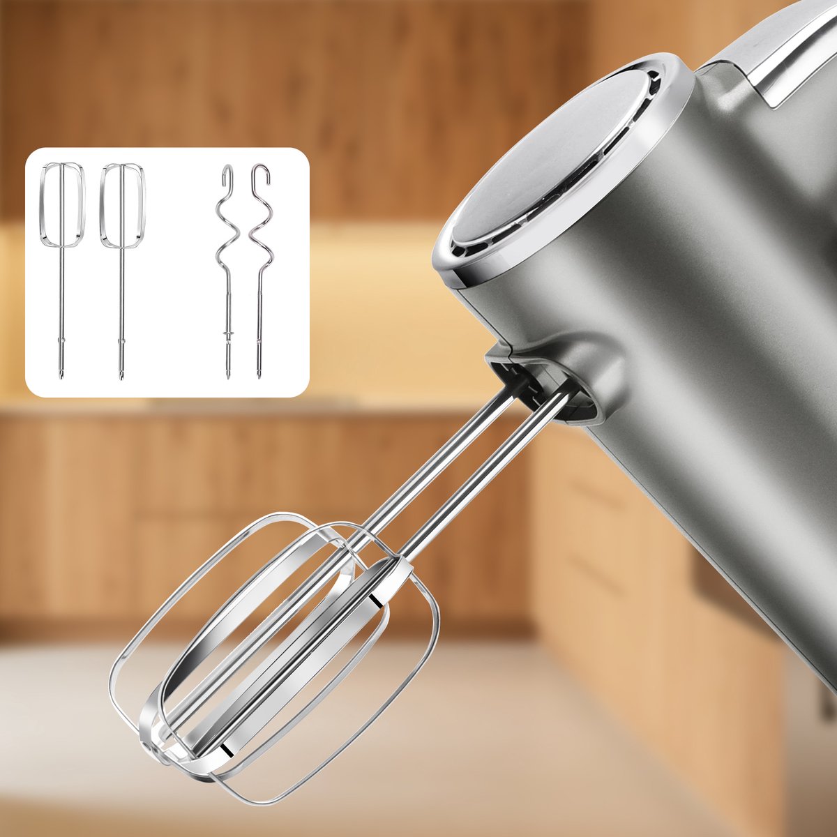 Handmixer - 5 Snelheden met Turbo - RVS Deeghaken & Gardes - 400W - Aigostar