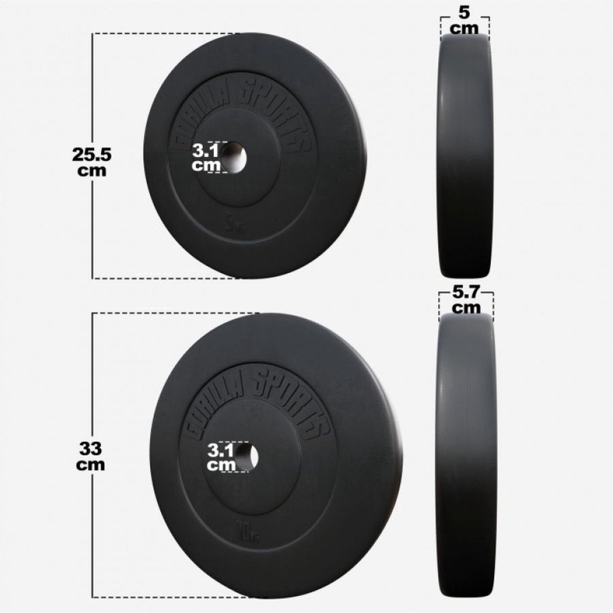 Halterschijven - Halter gewichten - 30 mm - 30 kg - Gorilla Sports®