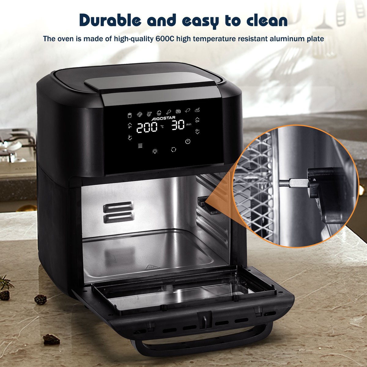Airfryer oven XXL - heteluchtfriteuse - 12L - 1700W - Zwart