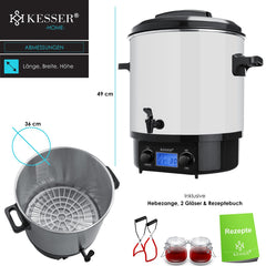 KESSER® Inmaakketel - 27L - Elektrische Ketel - 2000W - Dispenser - Wit