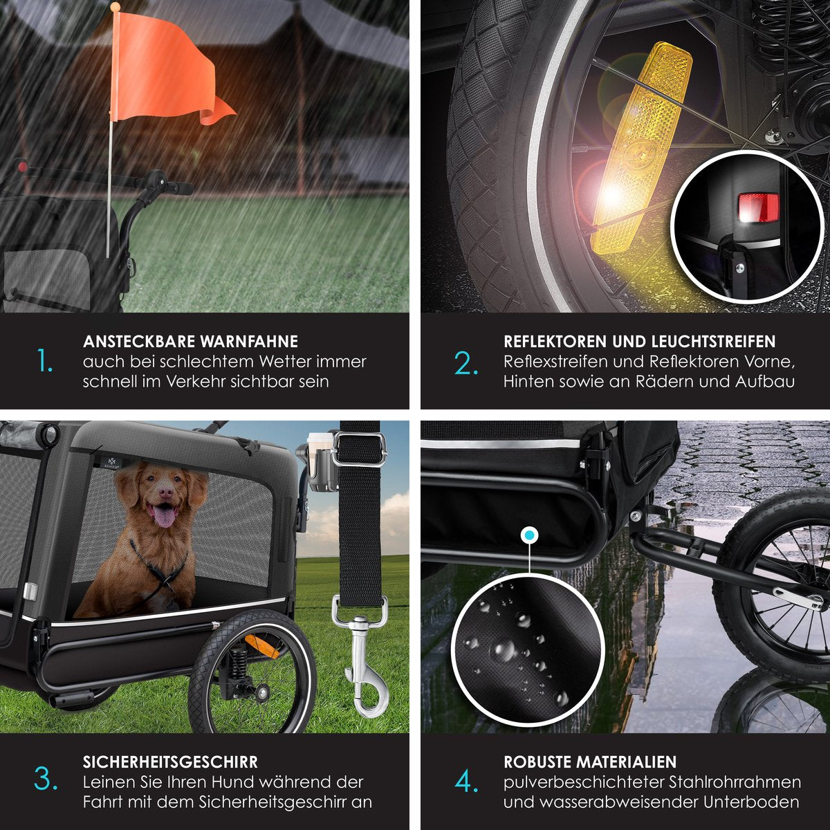 KESSER® Hondenfietskar tot 40 kg 3in1 Hondenbuggy - Fietskar Hond Jogger - Zwart