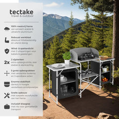 Campingkeuken - Kampeerkeuken  - Opvouwbaar - Zwart - Tectake®