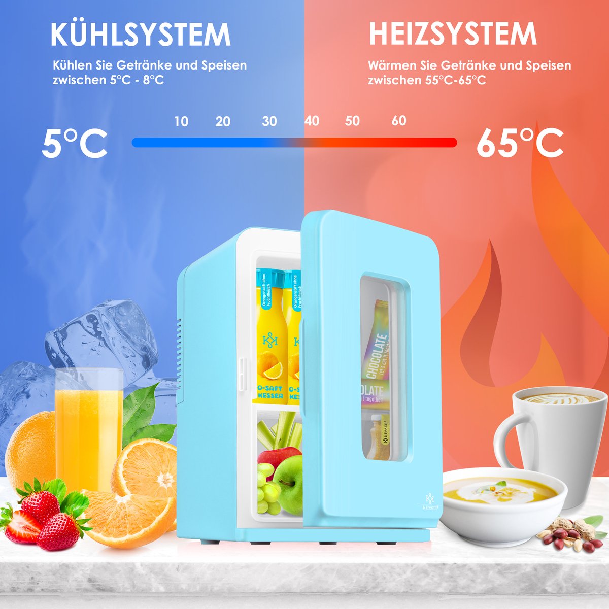 KESSER® Mini Koelkast - 15 Liter - Koelbox - Lichtblauw