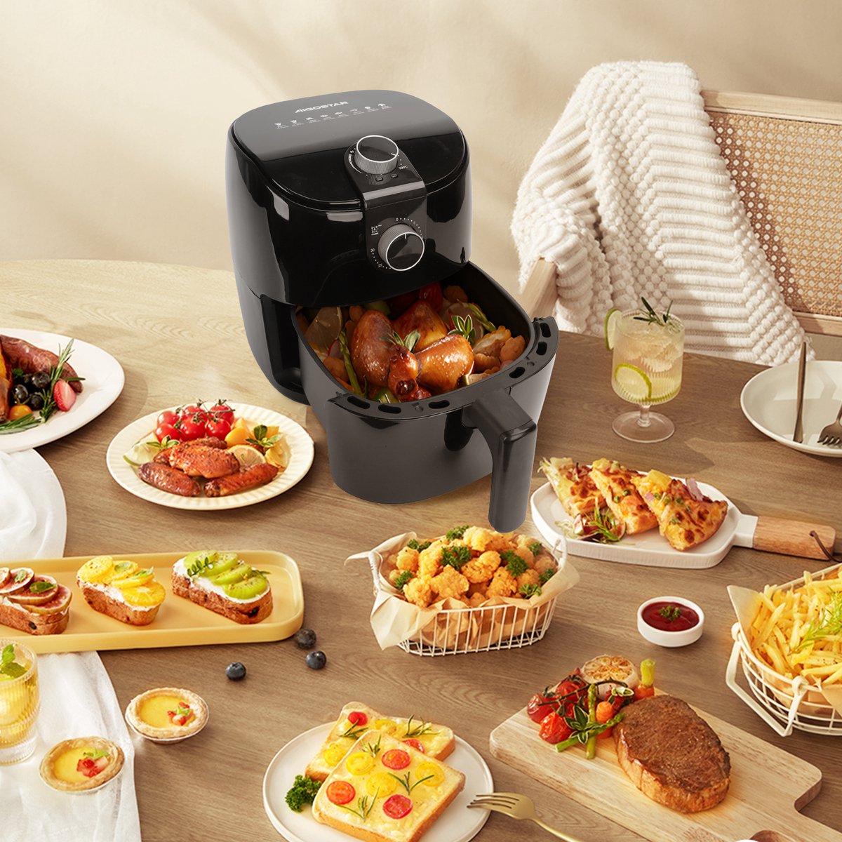 Aigostar Airfryer - Heteluchtfriteuse 4 liter - 1500W Zwart