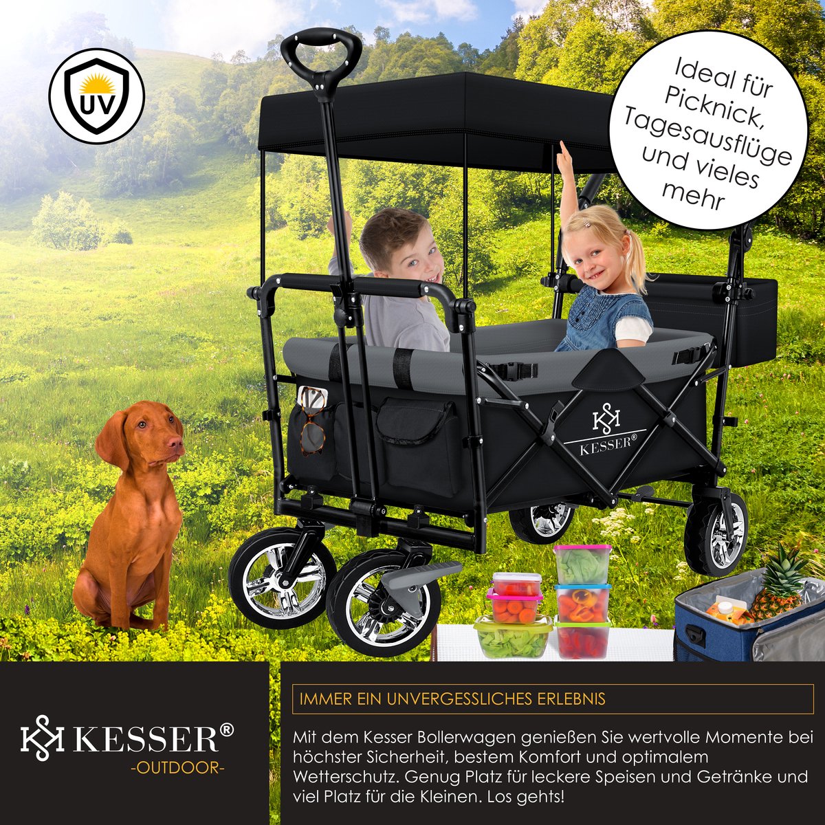 KESSER® Bolderkar - Opvouwbaar - Bolderwagen - Zwart •